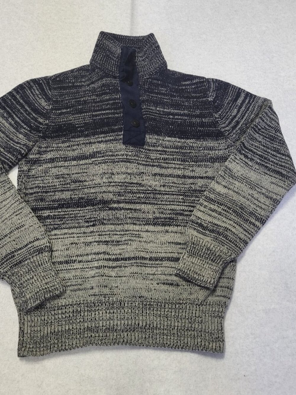 Express Cable Knit Sweater Men's Black & Gray 1/4 Button Small